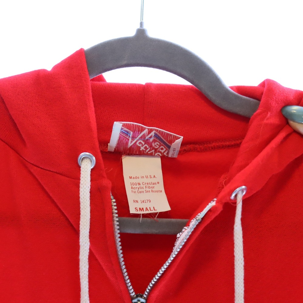 Active Wear Zip Up Hoodie Small Red Unisex Vintage Deadstock Sweatshirt - Picture 5 of 5